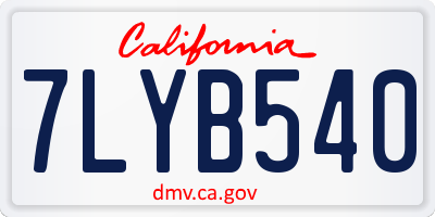 CA license plate 7LYB540