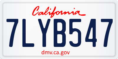 CA license plate 7LYB547