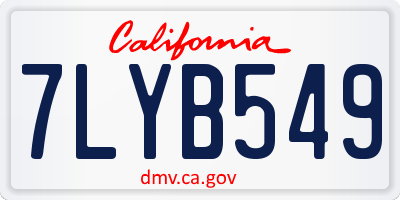 CA license plate 7LYB549