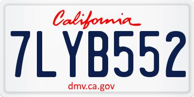 CA license plate 7LYB552