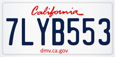 CA license plate 7LYB553