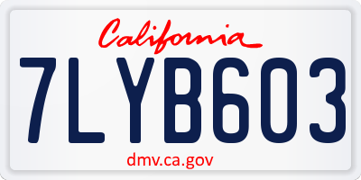 CA license plate 7LYB603