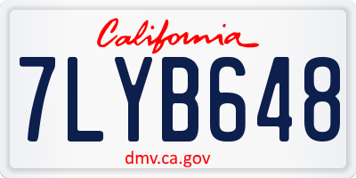 CA license plate 7LYB648