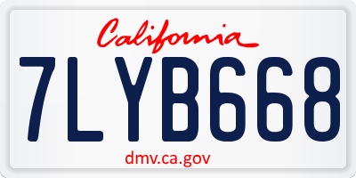 CA license plate 7LYB668