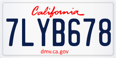 CA license plate 7LYB678