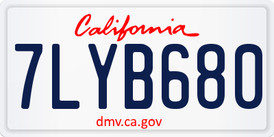 CA license plate 7LYB680