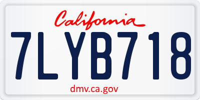 CA license plate 7LYB718