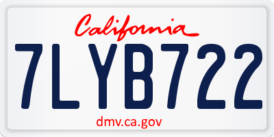 CA license plate 7LYB722