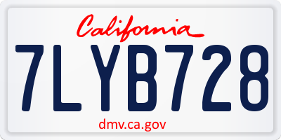 CA license plate 7LYB728