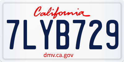 CA license plate 7LYB729