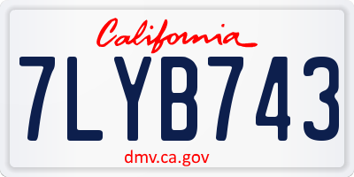 CA license plate 7LYB743