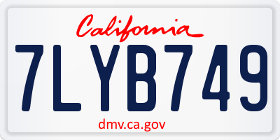CA license plate 7LYB749