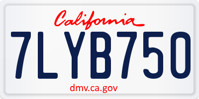 CA license plate 7LYB750