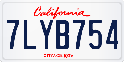 CA license plate 7LYB754