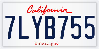 CA license plate 7LYB755