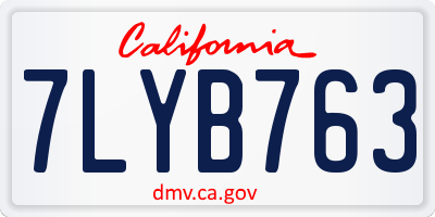 CA license plate 7LYB763