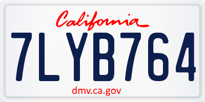 CA license plate 7LYB764