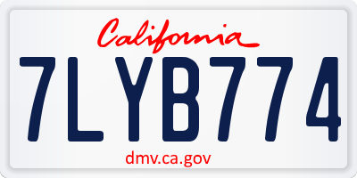 CA license plate 7LYB774