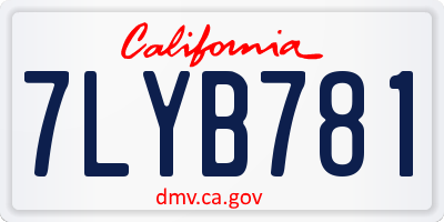 CA license plate 7LYB781
