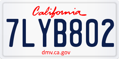 CA license plate 7LYB802