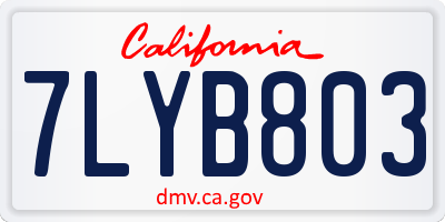 CA license plate 7LYB803