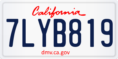 CA license plate 7LYB819
