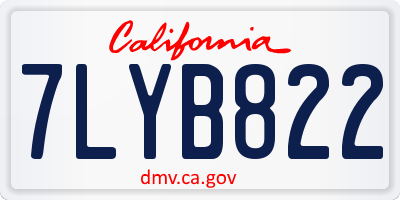 CA license plate 7LYB822