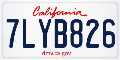 CA license plate 7LYB826