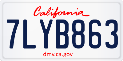 CA license plate 7LYB863
