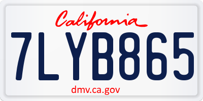CA license plate 7LYB865