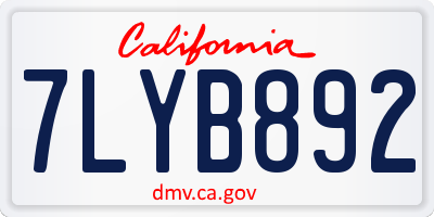 CA license plate 7LYB892