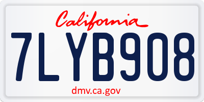 CA license plate 7LYB908