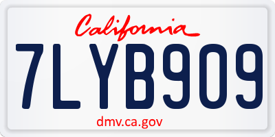 CA license plate 7LYB909