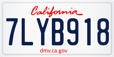 CA license plate 7LYB918