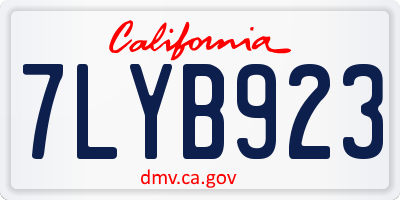 CA license plate 7LYB923
