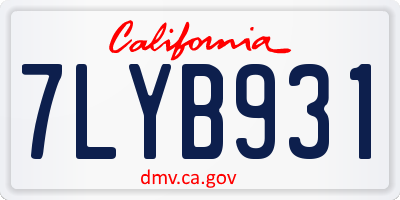 CA license plate 7LYB931