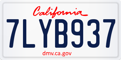 CA license plate 7LYB937