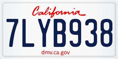 CA license plate 7LYB938