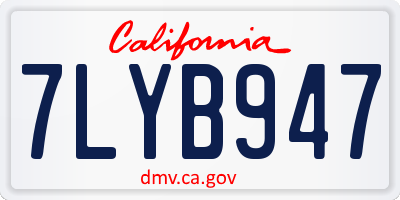 CA license plate 7LYB947