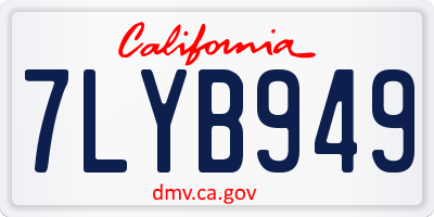 CA license plate 7LYB949