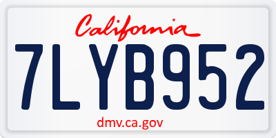 CA license plate 7LYB952