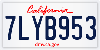 CA license plate 7LYB953
