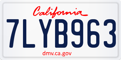 CA license plate 7LYB963