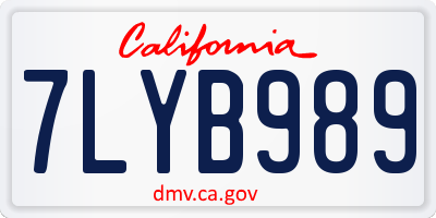 CA license plate 7LYB989