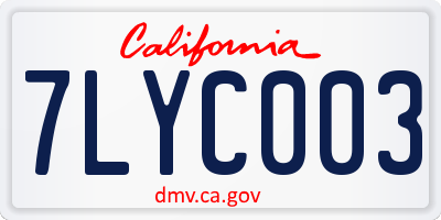 CA license plate 7LYC003