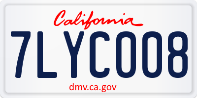 CA license plate 7LYC008