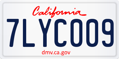 CA license plate 7LYC009