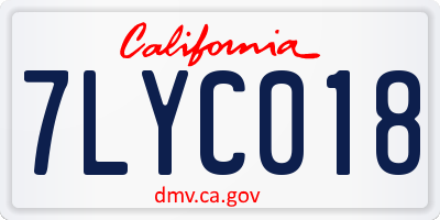 CA license plate 7LYC018