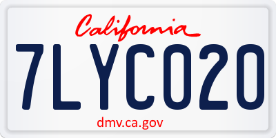 CA license plate 7LYC020