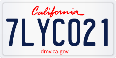 CA license plate 7LYC021